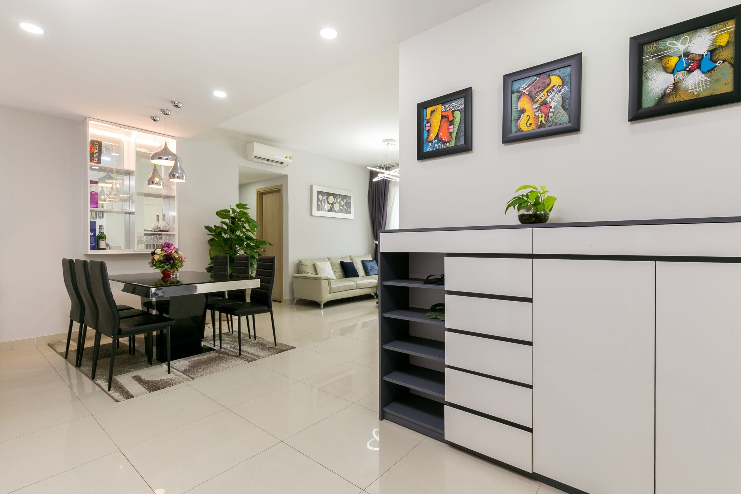 Dining table in a fully furnished apartment in Ho Chi Minh City