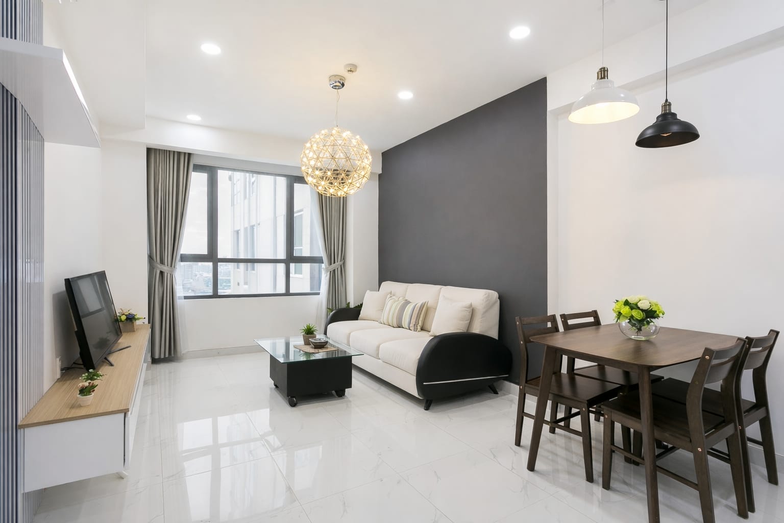 Dining area of a 2-bedroom apartment at Saigon Apartment