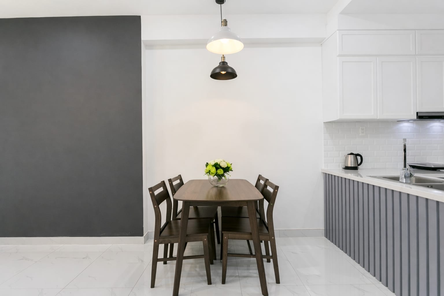 Kitchen area of a 2-bedroom apartment at Saigon Apartment