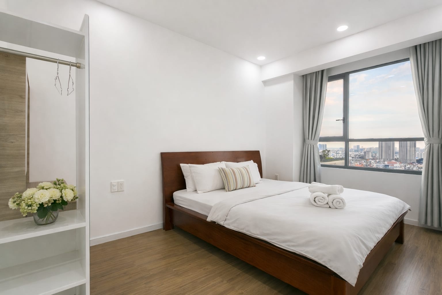 Master bedroom of a 2-bedroom apartment at Saigon Apartment