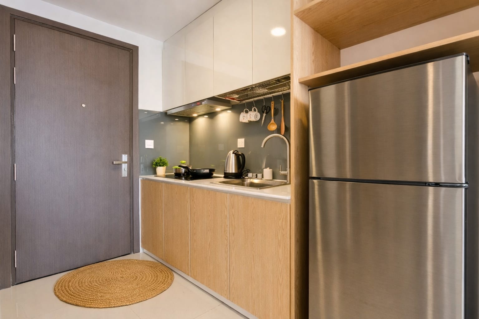 Bed area in studio apartment at Saigon Apartment