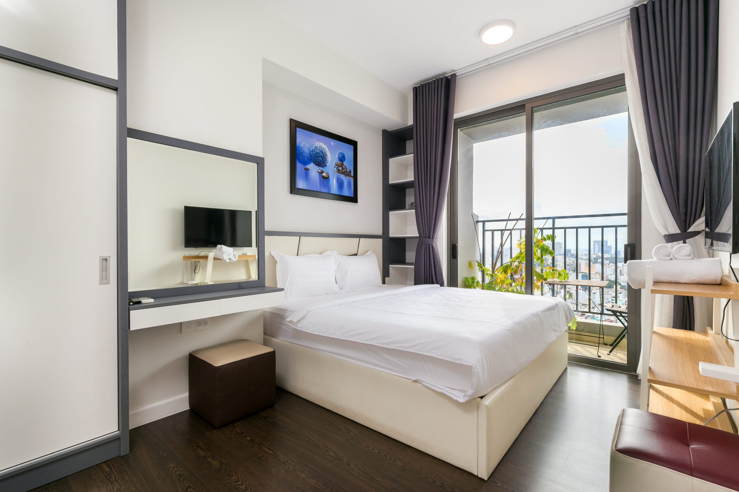 Spacious bedroom in a serviced apartment in Ho Chi Minh City