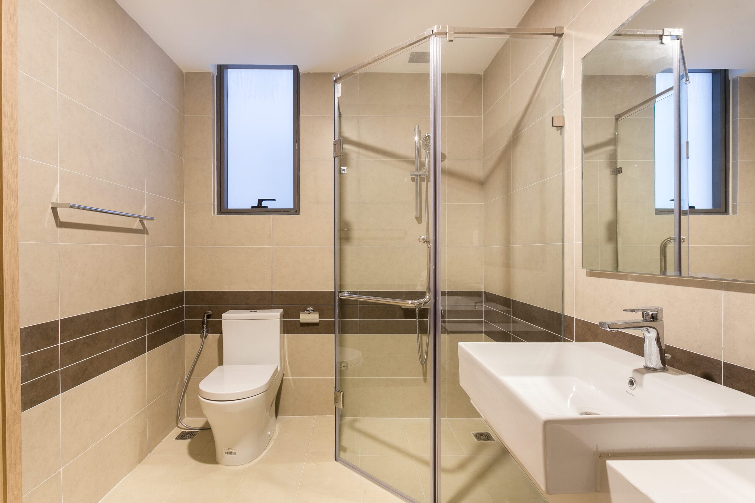 Clean bathroom in 3 bedroom short-term apartment in Ho Chi Minh City