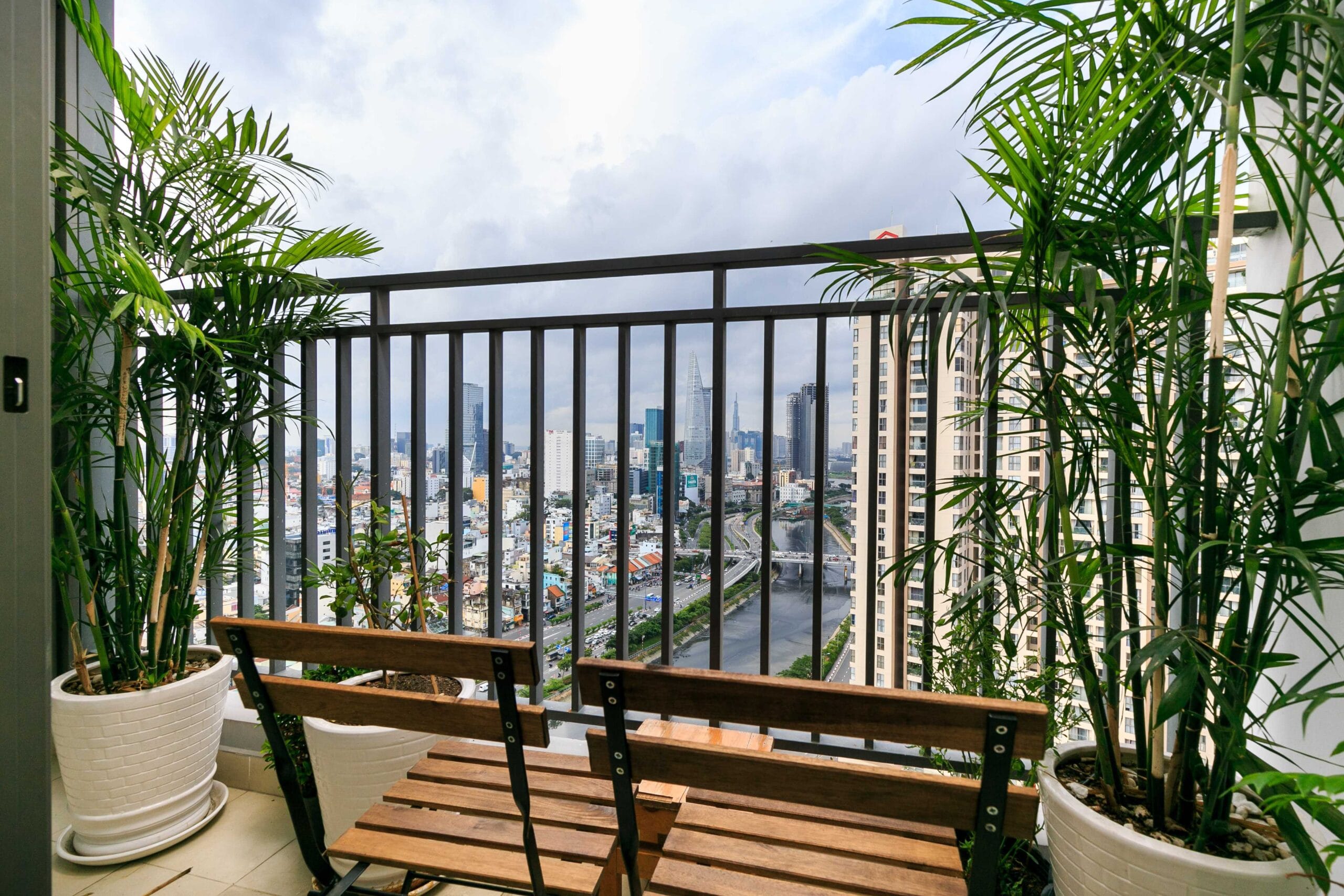 Beautiful city view from a high-floor apartment in Saigon