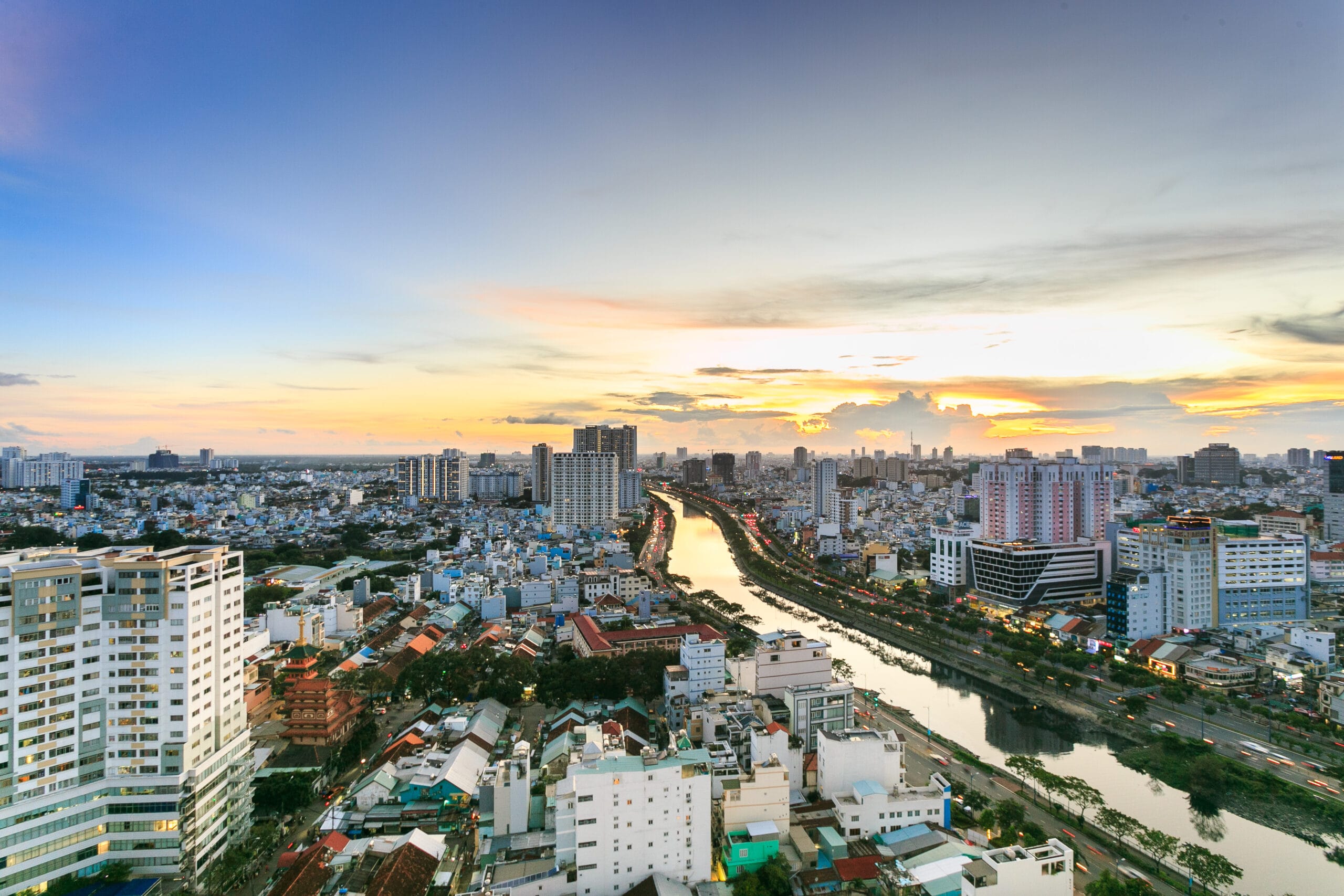 City view from 3 bedroom apartment balcony at Saigon Apartment